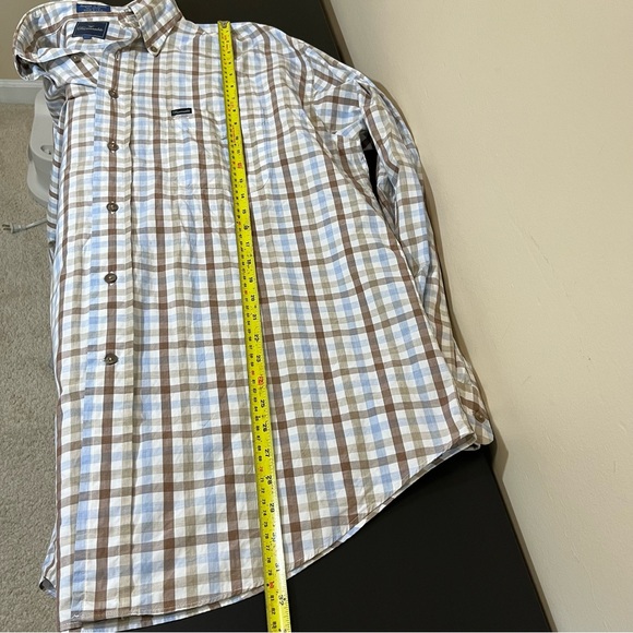 Façonnable Men’s Check Plaid Button Up Shirt - Brown Blue White - Picture 11 of 12